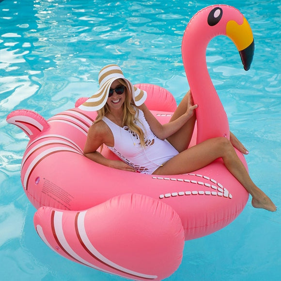 190CM 75 Inch Giant Inflatable Flamingo Pool Float 2017 Pink Cute Ride-On Swimming Ring For Adults Holiday Fun Party Toy Piscina